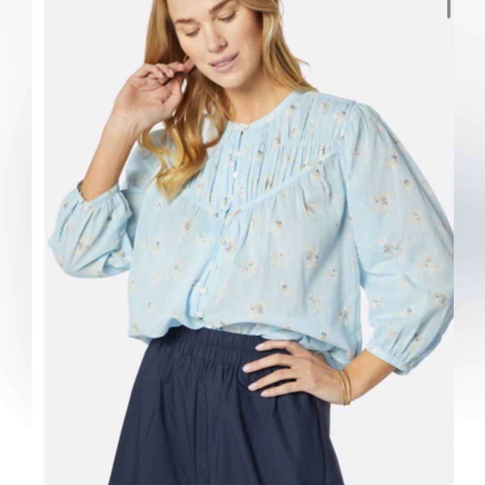JOIE Fanning floral-print cotton-gauze top m